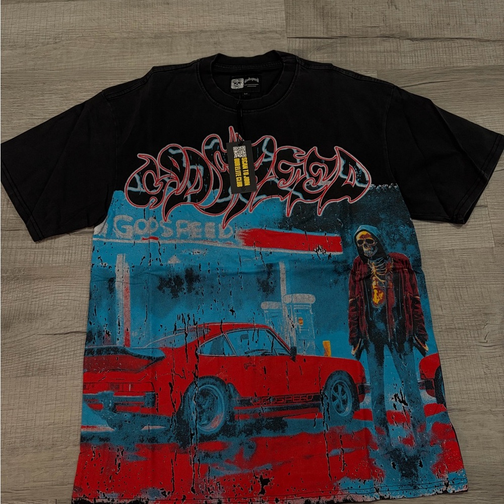 Edgy Black and Red Graphic Tee